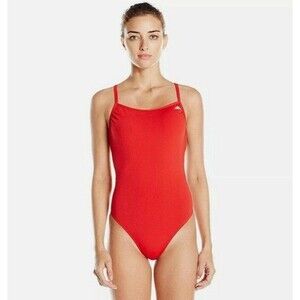 NWT Women's Adidas One Piece Swim Suit Solid - C Back - Red, Size 24